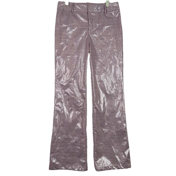 Fung Lan Flare Pants Trouser Gingham Sz 6 Pink 70's Inspired Retro Polyurethane - Picture 1 of 15